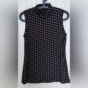Tahari Black and Tan Geometric Tank Top